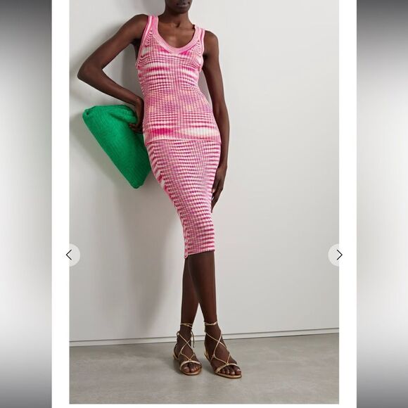 NEW Missoni Striped High Waisted Ribbed Knit Midi Skirt Pink White Size 2 - Picture 14 of 15